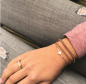 Preview: Armband Plättchen mit rosafarbenen Steinen Edelstahl Rosé