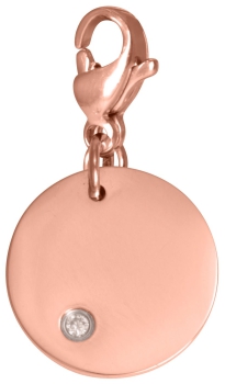 Charm Cosmopolitan Plättchen mit einem Stein Edelstahl Rosé  