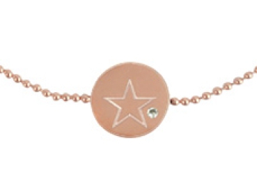 Armband mit Scheibe - Stern an Kugelkette rosé