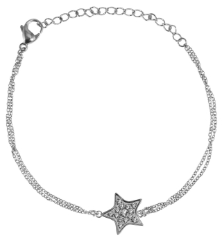 Armband Stern mit gefassten Zirkonia stahl
