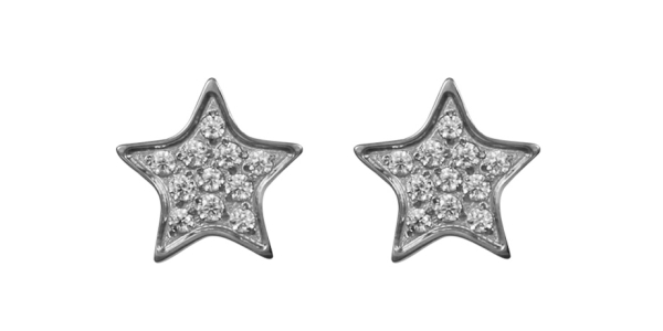Ohrstecker Sterne klein mit Zirkonia stahl