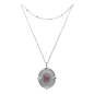 Preview: Kette doppelreihig mit rosa Steinchen und Anhänger Oval mit rosa Stein- Edelstahl