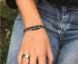 Preview: Armband Plättchen mit schwarzen Steinen Edelstahl