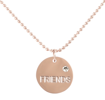 Kette mit Scheibe - Friends an Kugelkette Edelstahl rosé