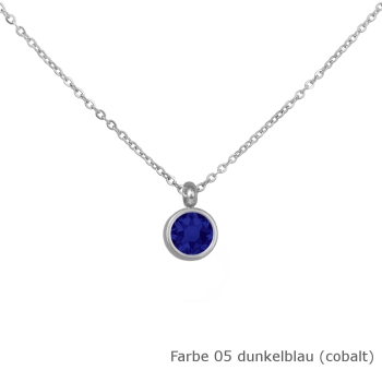 Kette mit einem runden Stein in einer Farbe Deiner Wahl Edelstahl