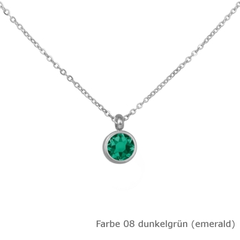 Kette mit einem runden Stein in einer Farbe Deiner Wahl Edelstahl
