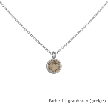 Kette mit einem runden Stein in einer Farbe Deiner Wahl Edelstahl