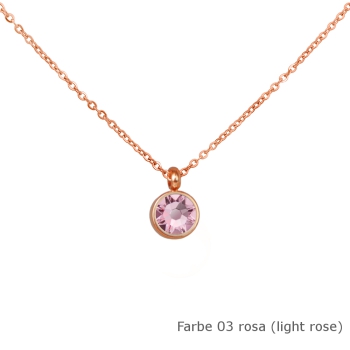 Kette rosé mit einem runden Stein in einer Farbe Deiner Wahl Edelstahl