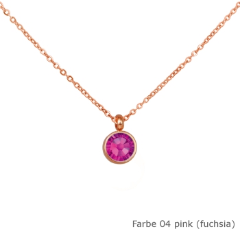 Kette rosé mit einem runden Stein in einer Farbe Deiner Wahl Edelstahl
