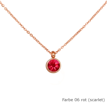 Kette rosé mit einem runden Stein in einer Farbe Deiner Wahl Edelstahl