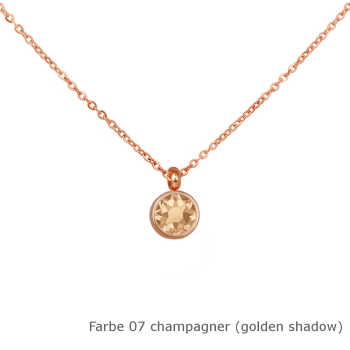 Kette rosé mit einem runden Stein in einer Farbe Deiner Wahl Edelstahl