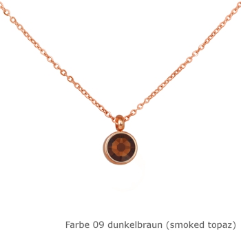 Kette rosé mit einem runden Stein in einer Farbe Deiner Wahl Edelstahl