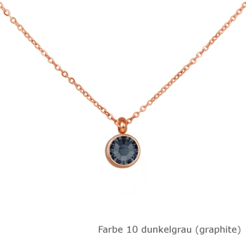 Kette rosé mit einem runden Stein in einer Farbe Deiner Wahl Edelstahl