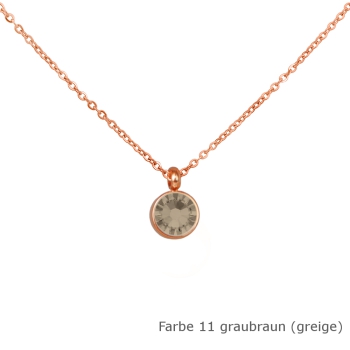 Kette rosé mit einem runden Stein in einer Farbe Deiner Wahl Edelstahl