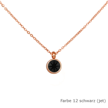 Kette rosé mit einem runden Stein in einer Farbe Deiner Wahl Edelstahl