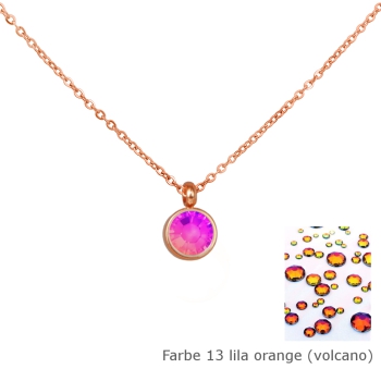 Kette rosé mit einem runden Stein in einer Farbe Deiner Wahl Edelstahl