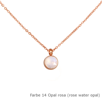 Kette rosé mit einem runden Stein in einer Farbe Deiner Wahl Edelstahl