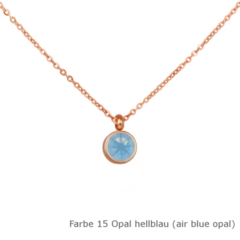 Kette rosé mit einem runden Stein in einer Farbe Deiner Wahl Edelstahl