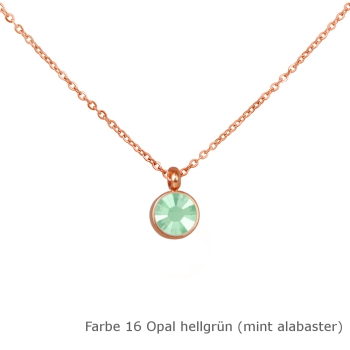 Kette rosé mit einem runden Stein in einer Farbe Deiner Wahl Edelstahl