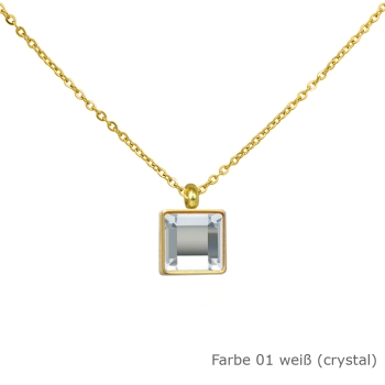 Kette gold mit einem eckigem Stein in einer Farbe Deiner Wahl Edelstahl