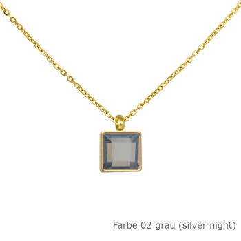 Kette gold mit einem eckigem Stein in einer Farbe Deiner Wahl Edelstahl