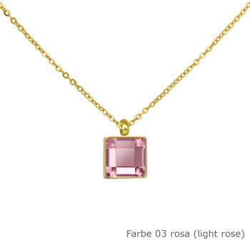 Kette gold mit einem eckigem Stein in einer Farbe Deiner Wahl Edelstahl