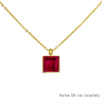 Kette gold mit einem eckigem Stein in einer Farbe Deiner Wahl Edelstahl