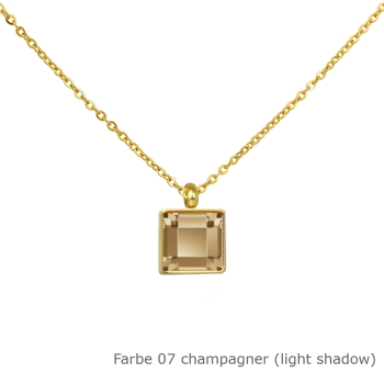 Kette gold mit einem eckigem Stein in einer Farbe Deiner Wahl Edelstahl