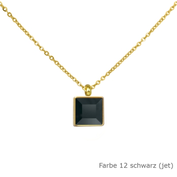 Kette gold mit einem eckigem Stein in einer Farbe Deiner Wahl Edelstahl