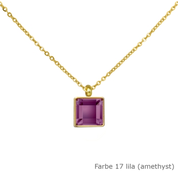 Kette gold mit einem eckigem Stein in einer Farbe Deiner Wahl Edelstahl