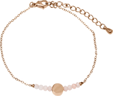 Armband Plättchen mit rosafarbenen Steinen Edelstahl Rosé