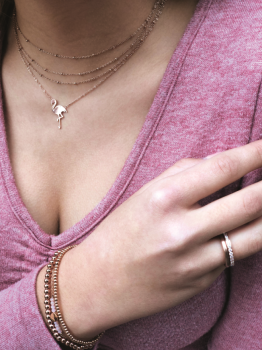 Armband Plättchen mit rosafarbenen Steinen Edelstahl Rosé