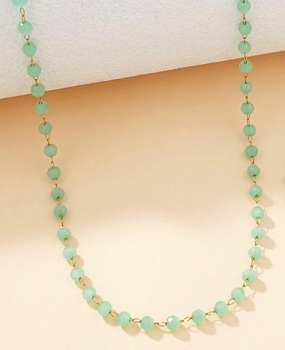 Kette Edelstahl gold mit grünen Kristallen