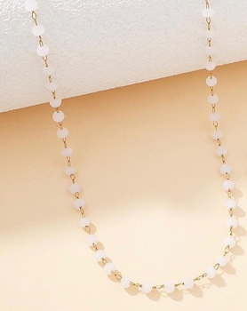 Kette Edelstahl gold mit weißen Kristallen