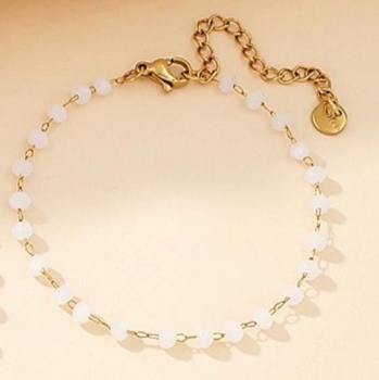 Armband Edelstahl gold mit weißen Kristallen