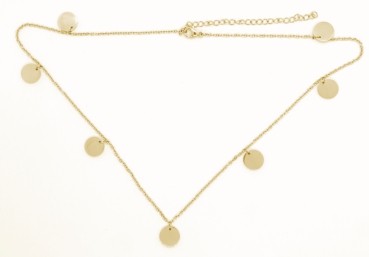 Kette mit 7 Plättchen Edelstahl gold