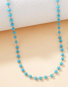 Kette Edelstahl gold mit blauen Kristallen