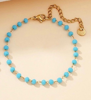 Armband Edelstahl gold mit blauen Kristallen