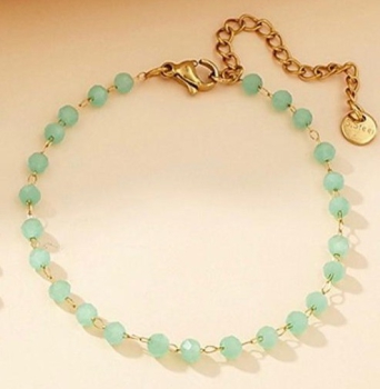 Armband Edelstahl gold mit grünen Kristallen