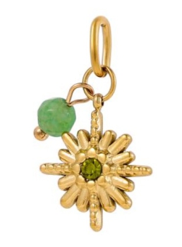 Anhänger Blume grün Edelstahl Gold