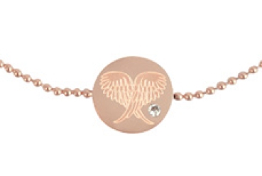 Armband mit Scheibe - Engelsflügel an Kugelkette rosé