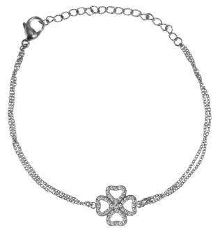 Armband Kleeblatt Zirkonia Stahl