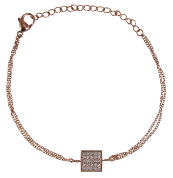 Armband Quadrat mit gefassten Zirkonia rosé