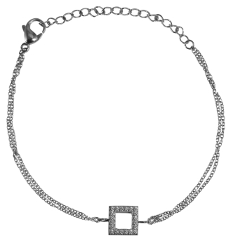 Armband Viereck mit gefassten Zirkonia stahl