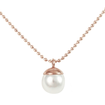 Kette mit Perle an Kugelkette rosé