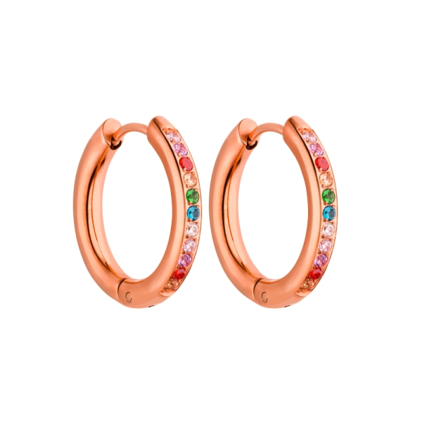 Creole Hawaii rund poliert 20mm Zirkonia - Regenbogen Edelstahl - rosé