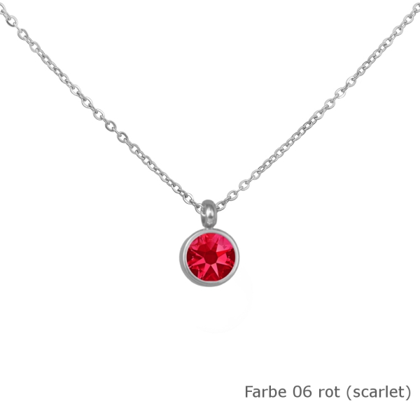 Kette mit einem runden Stein in einer Farbe Deiner Wahl Edelstahl