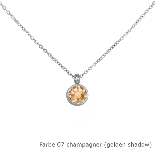 Kette mit einem runden Stein in einer Farbe Deiner Wahl Edelstahl
