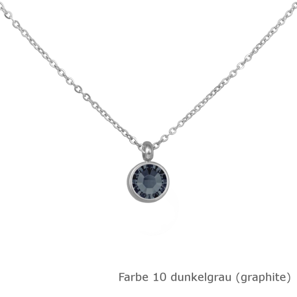 Kette mit einem runden Stein in einer Farbe Deiner Wahl Edelstahl