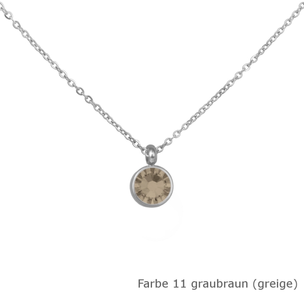 Kette mit einem runden Stein in einer Farbe Deiner Wahl Edelstahl